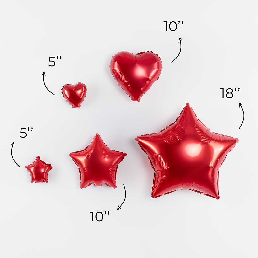 Шар (18''/46 см) Звезда, Красный, Металлик, 1 шт.