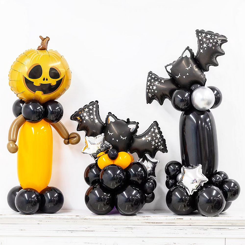 Шар (43''/109 см) Фигура, Летучая мышь, Серебряные звездочки, 1 шт.