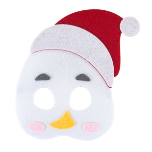 Маска карнавальная, из фетра, Снеговик, Белый/Красный, 23*17 см, 1 шт. 