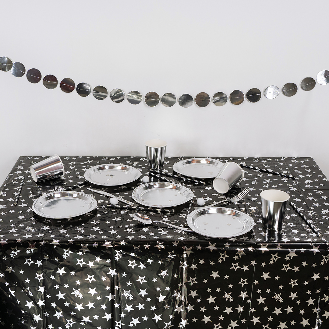 Тарелки (9''/23 см) Серебро, Металлик, 6 шт.