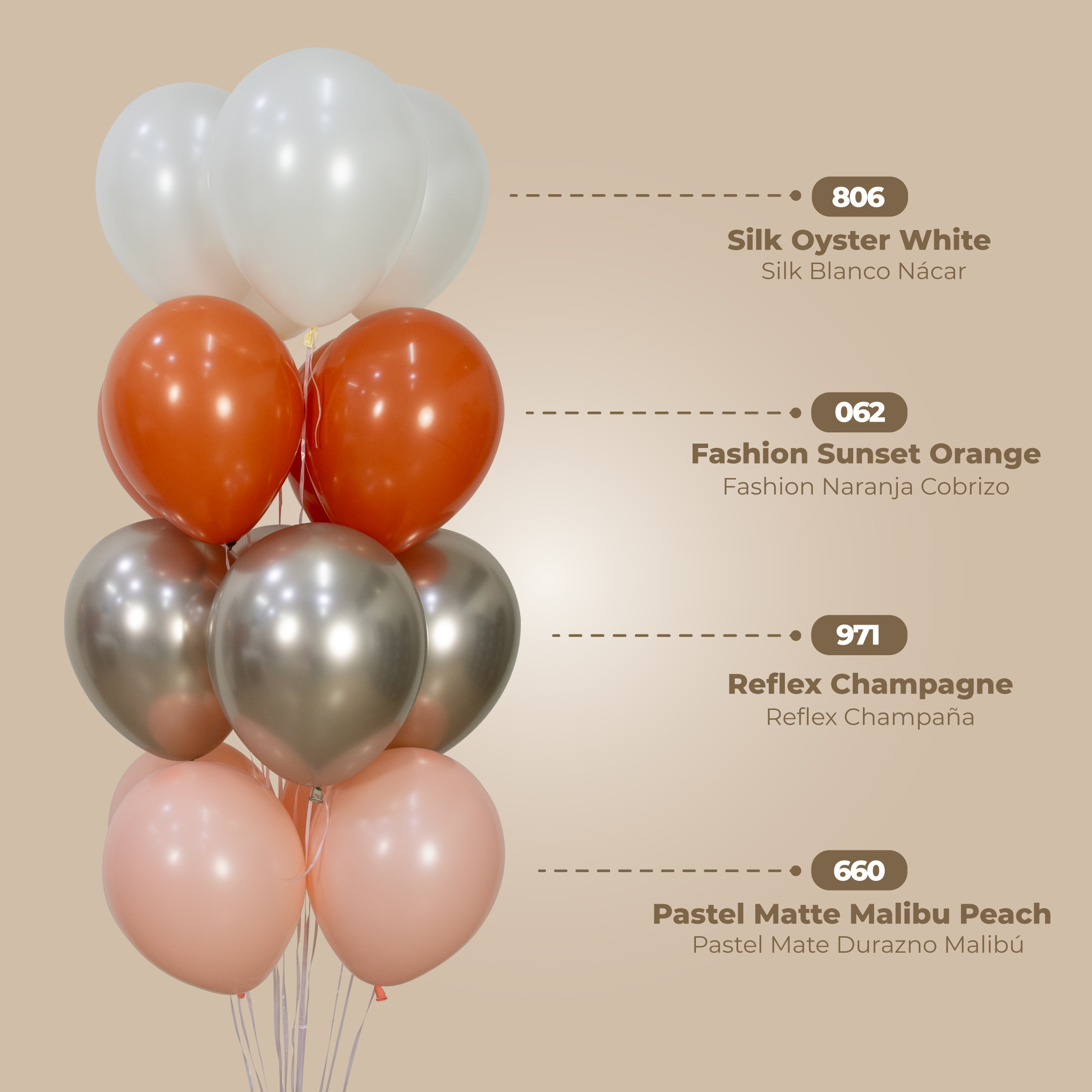 Шар (12''/30 см), Устрично-белый (806), шелк, 50 шт.