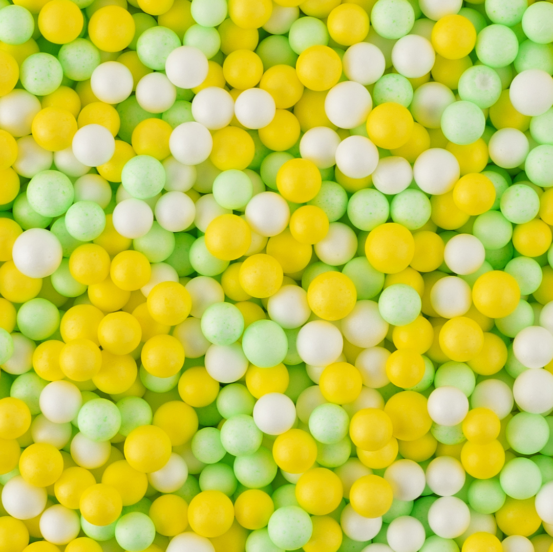 Шарики пенопласт, Цветной микс, Желтый/Зеленый, 6-8 мм, 10 гр.