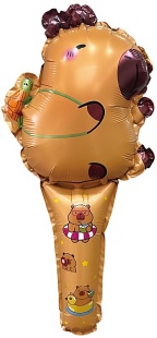 Шар ручной, с клапаном (20''/51 см) Фигура, Капибара с черепашкой, 5 шт. в уп. (цв.этик.)