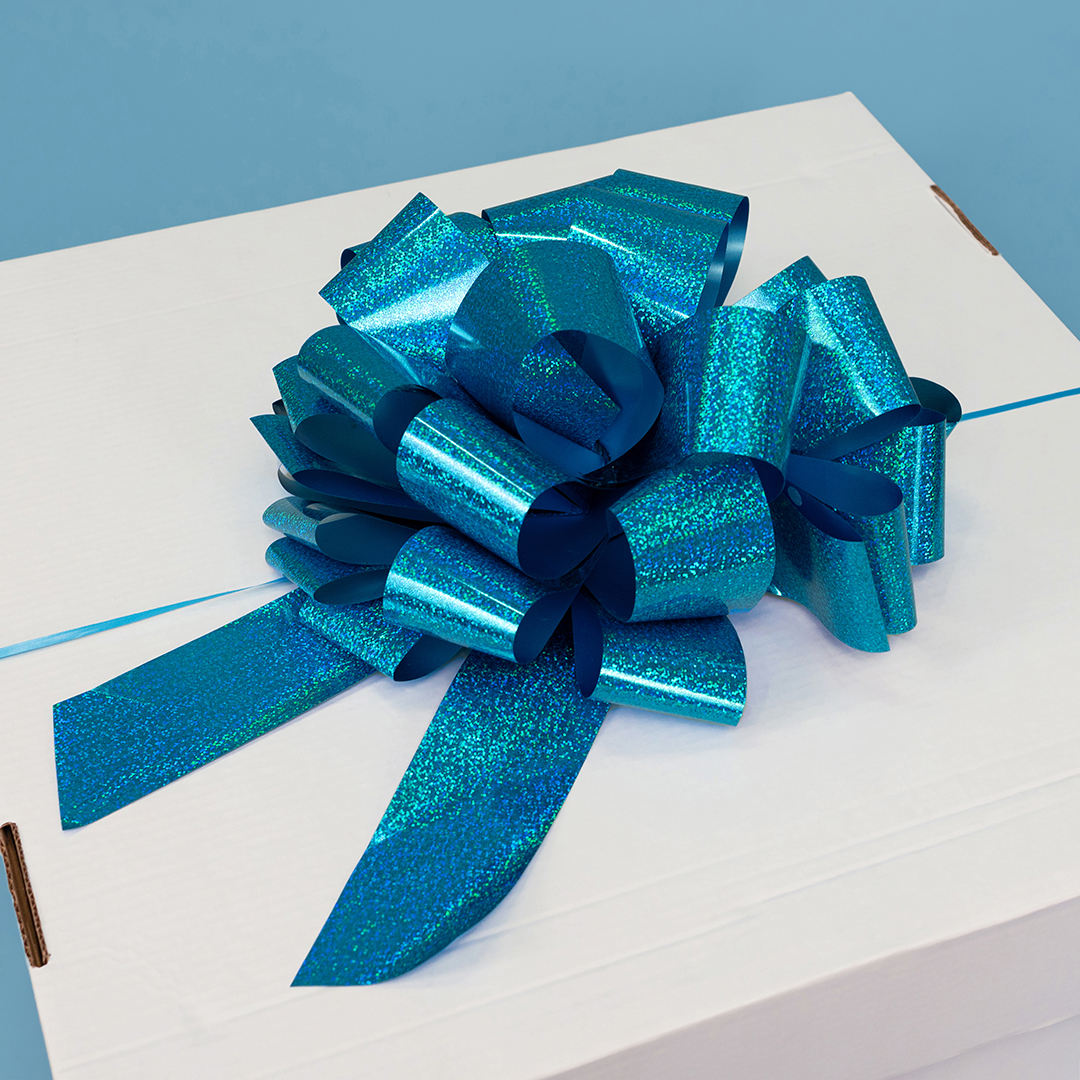 Бант Шар, Голубой, Голография, 36 см, 1 шт. в упак. 