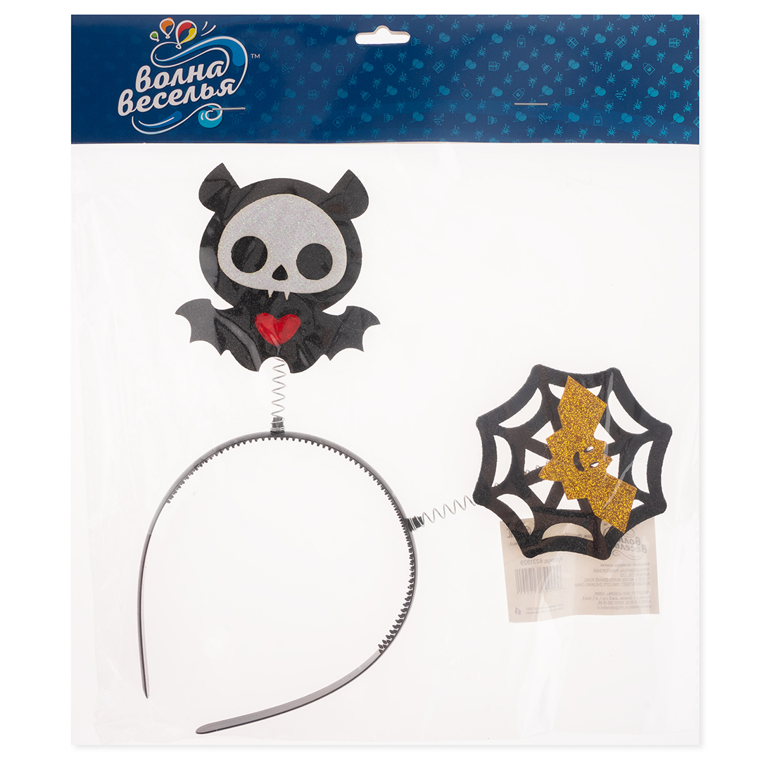 Ободок, Паутинка и летучая мышь, Черный, 1 шт. 