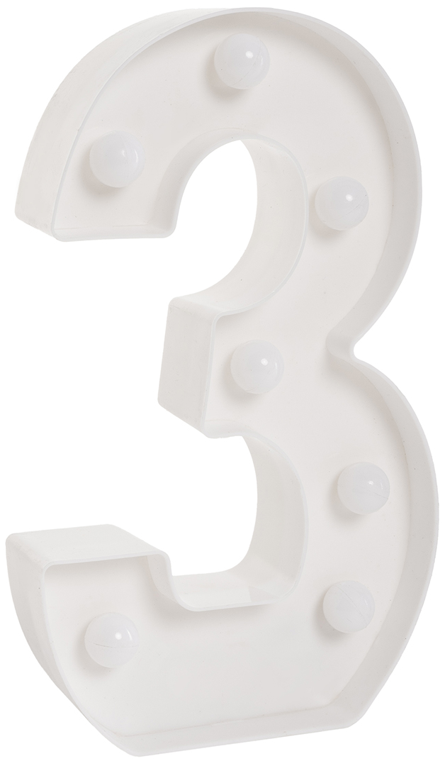 Световая фигура Цифра, 3, 21 см. Белый, 1 шт.