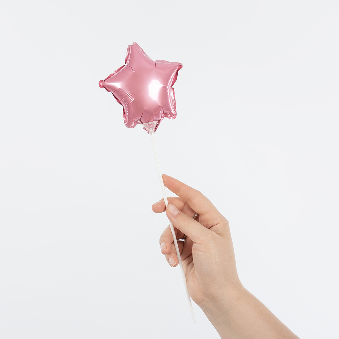 Шар с клапаном (5''/13 см) Микро-звезда, Розовый, 1 шт.