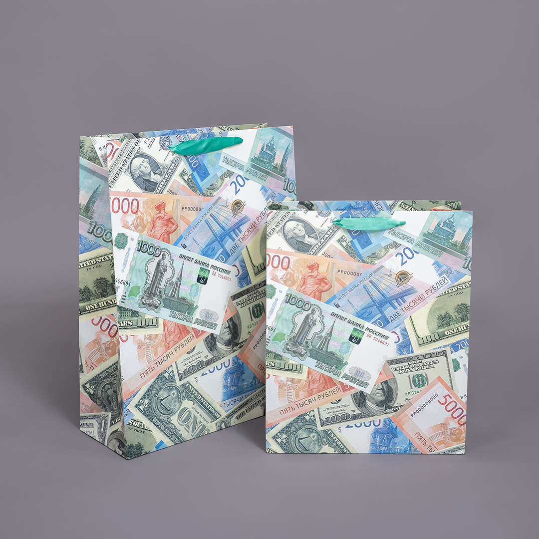 Пакет подарочный, 210гр, Деньги, 41*31*12 см, 1 шт.