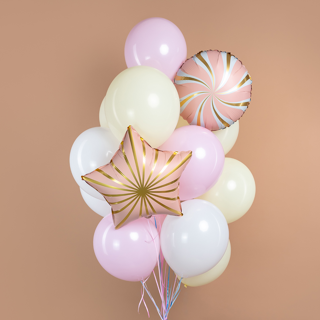 Шар (18''/46 см) Круг, Леденец, Розовый/Золото, Сатин, 1 шт.