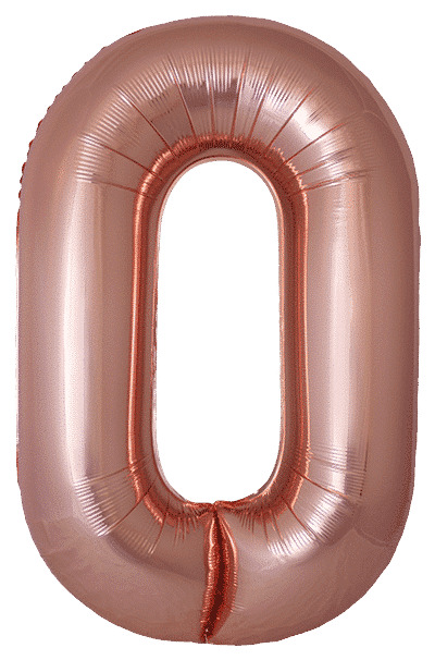 Шар (40''/102 см) Цифра, 0 Slim, Розовое Золото, Металлик, 1 шт. в уп.