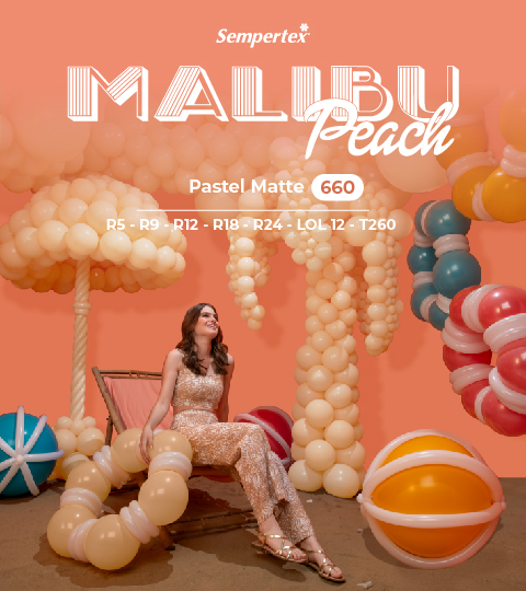 Шар (12''/30 см), Персик Малибу (660), макарунс, 12 шт.