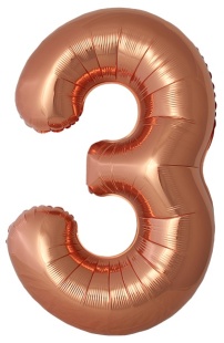 Шар (40''/102 см) Цифра, 3 Slim, Бронза, Металлик, 1 шт. в уп.