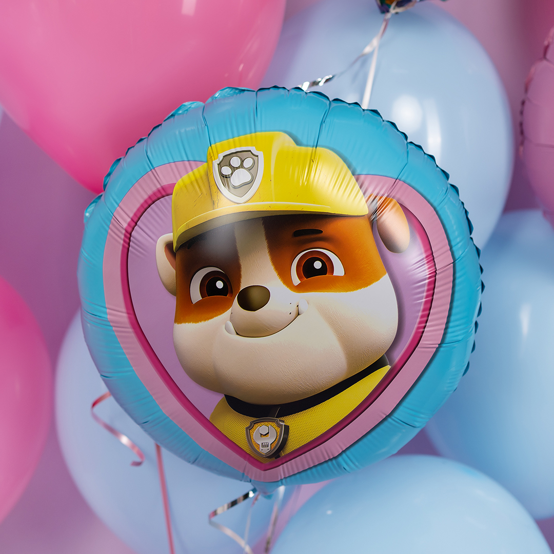 Шар (18''/46 см) Круг, Щенок Строитель, 1 шт. в уп.