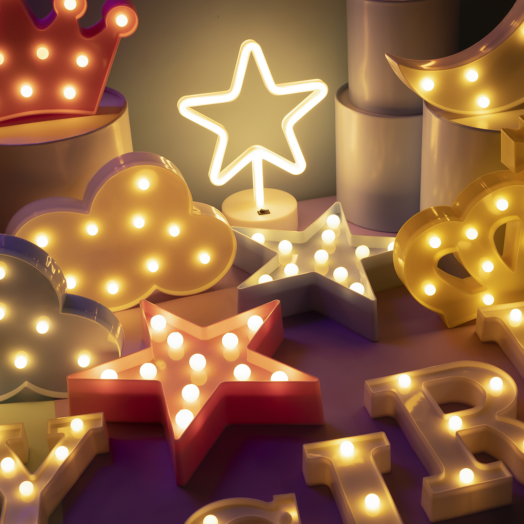 Световая фигура Звезда, 24*24*4,5 см. Розовый, 1 шт.