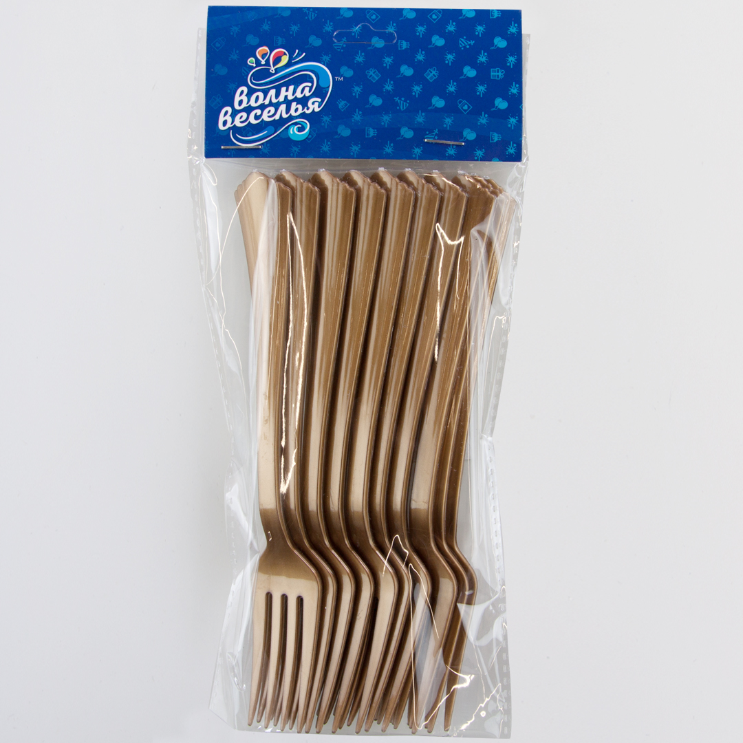 Вилки, Матовое золото, 18 см, 10 шт. в упак. 