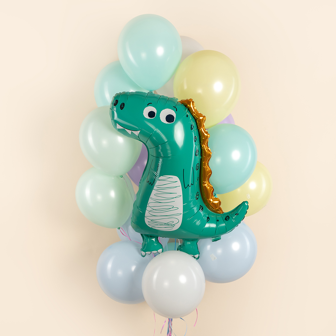Шар (28''/71 см) Фигура, Динозаврик, Зеленый, 1 шт. в уп.