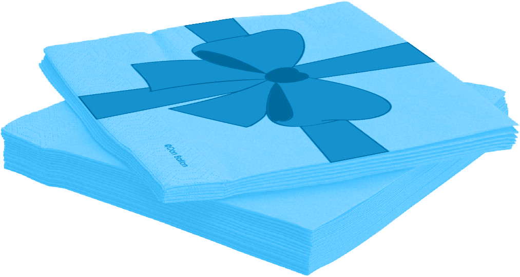 Сервировочные салфетки, Синий бант, Голубой, 33*33 см, 20 шт.