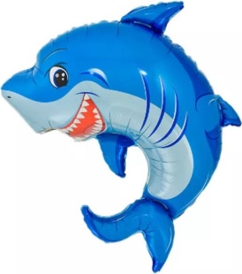 Шар с клапаном (14''/36 см) Мини-фигура, Кен, Веселая Акула, 5 шт. в уп. (цв.этик.)