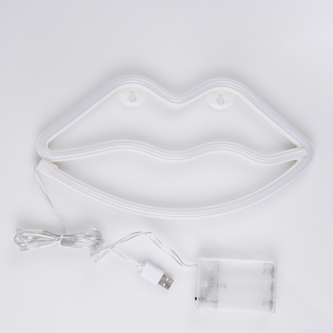 Световая фигура Губы, 15*28 см. Розовый, 1 шт.