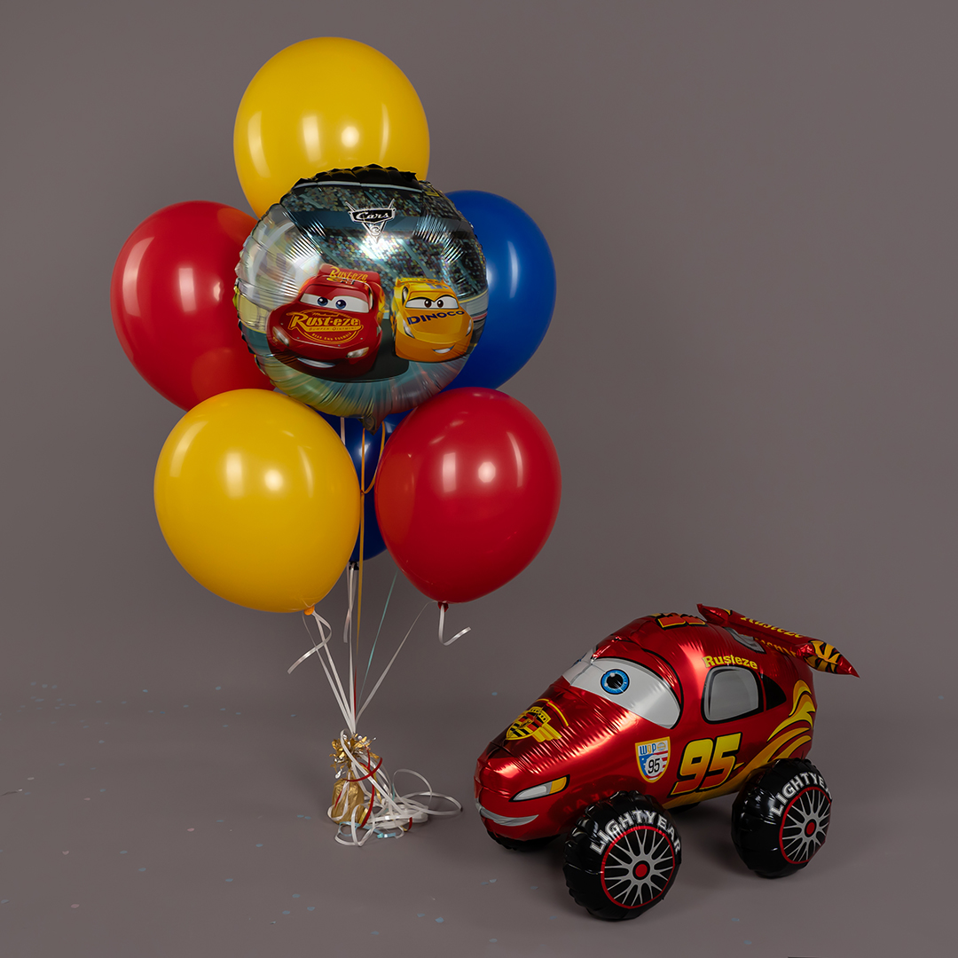 Шар (18''/46 см) Круг, Гоночные машинки на трассе, 1 шт.