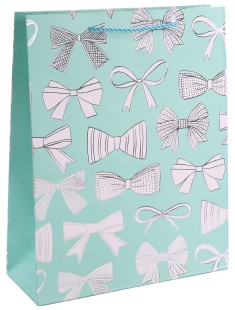 Пакет подарочный, 210гр, Бантики, Дизайн №1, Металлик, 32*26*10 см, 1 шт.