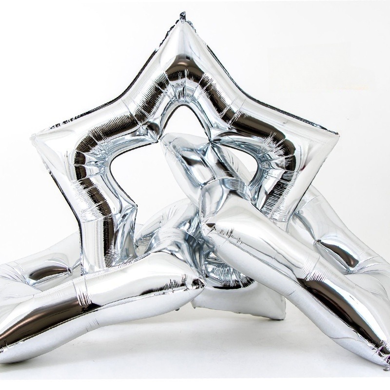 Шар (43''/109 см) Звезда, Контур, Серебро, 1 шт.