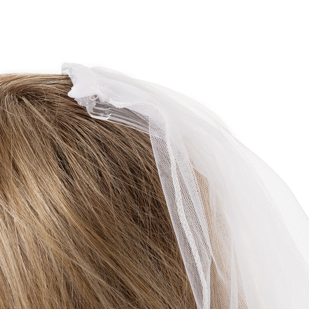 Фата с бусинами и гребнем, Белый, 75 см, 1 шт. 