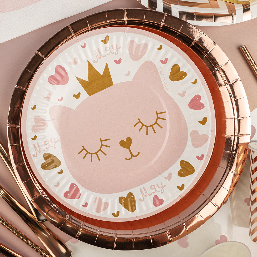 Тарелки (7''/18 см) Розовое Золото, Металлик, 6 шт.