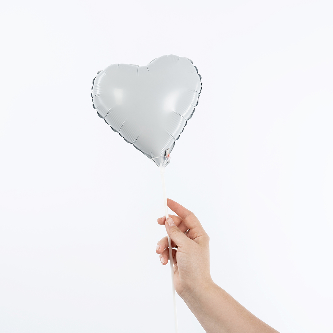 Шар с клапаном (10''/25 см) Мини-сердце, Белый, 1 шт.