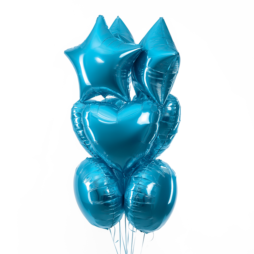 Шар (18''/46 см) Звезда, Аквамарин, Сатин, 1 шт.