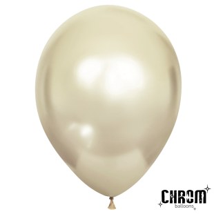 Шар (10''/25 см), Белое золото, хром, 50 шт.