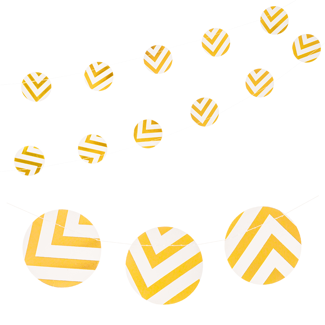 Гирлянда-подвеска Круг, Белые зигзаги, Золото, 220 см, 1 упак.