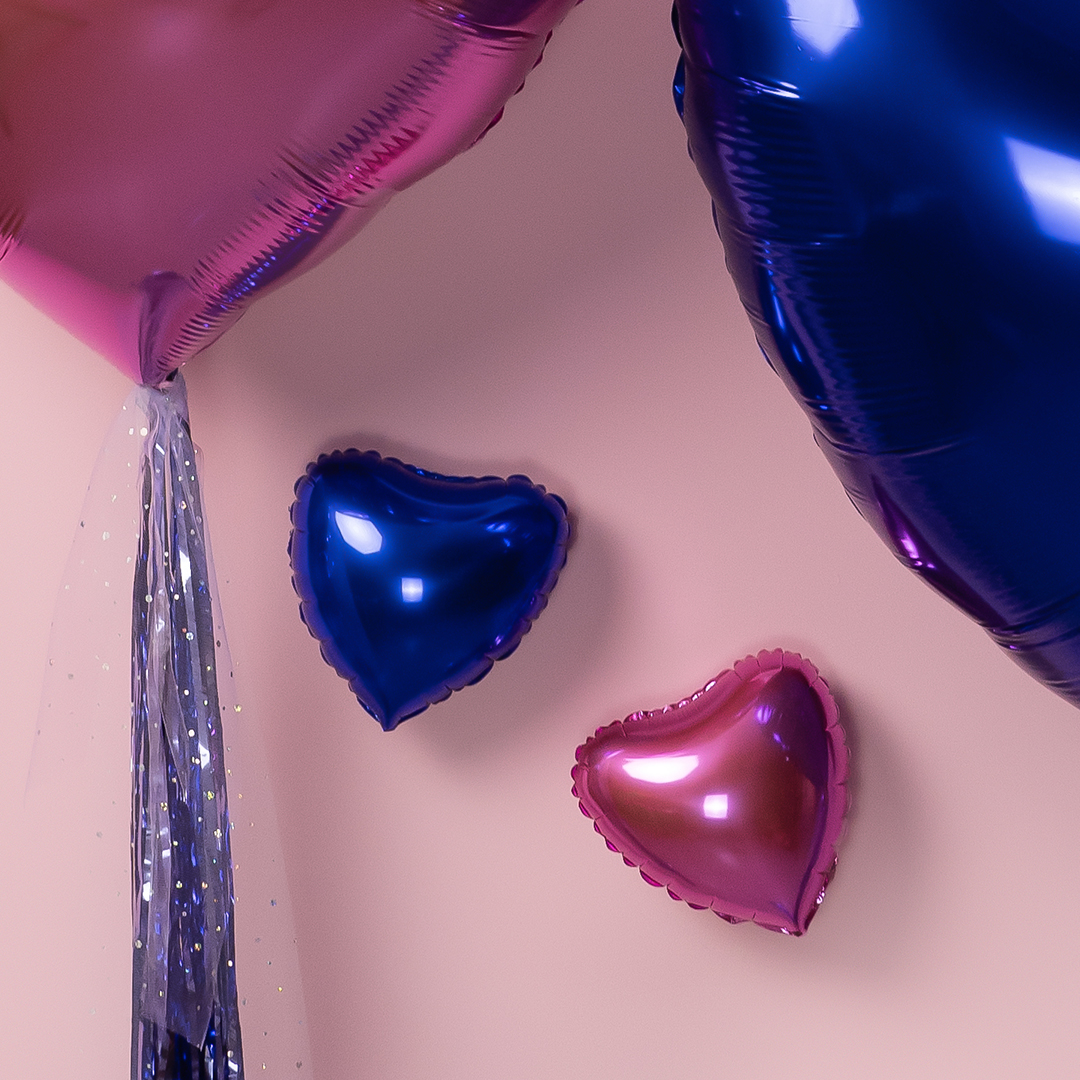 Шар (9''/23 см) Мини-сердце, Темно-синий, 1 шт.