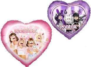 Шар (18''/46 см) Сердце, Блоки, Любимая игра, Розовый/Сиреневый, 1 шт. в уп. (цв.этик.)