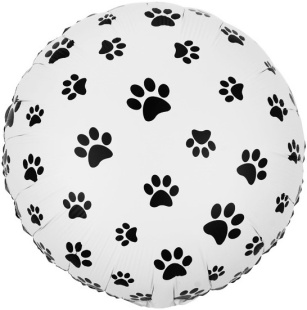 Шар (18''/46 см) Круг, Лапки, 1 шт. в уп. (цв.этик.)