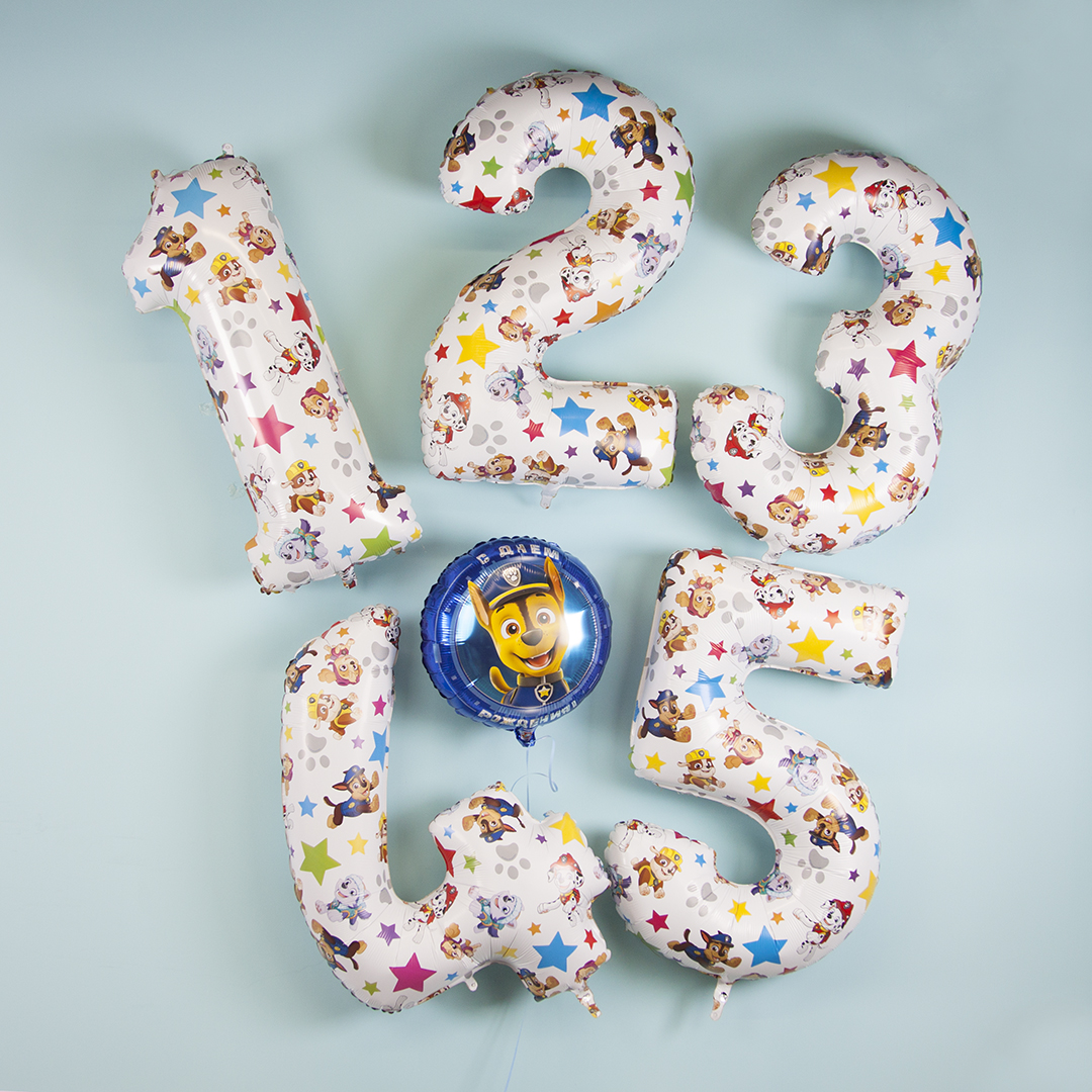Шар (26''/66 см) Цифра, 2 Щенячий Патруль, 1 шт.