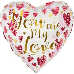 Шар (18''/46 см) Сердце, Моя Любовь (сердца граффити), 1 шт.