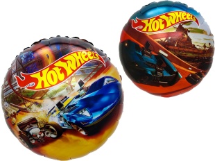 Шар (18''/46 см) Круг, Горячие машинки, 1 шт. в уп. (цв.этик.)