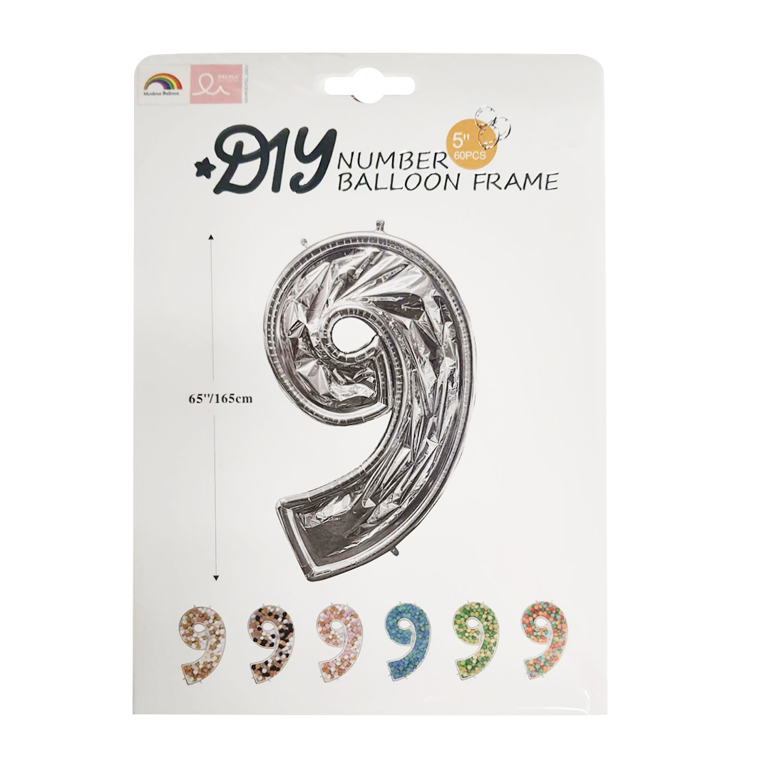 Шар (65''/165 см) Цифра, 9 Каркасная, 1 шт. в уп.