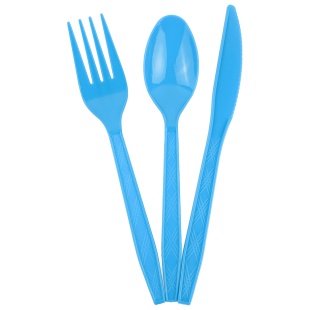 Набор столовых приборов, Вилки, Ложки, Ножи: 3*6 шт, Голубой, 15 см, 18 шт. в упак. 