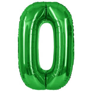 Шар (40''/102 см) Цифра, 0, Зеленый, Металлик, 1 шт. в уп.