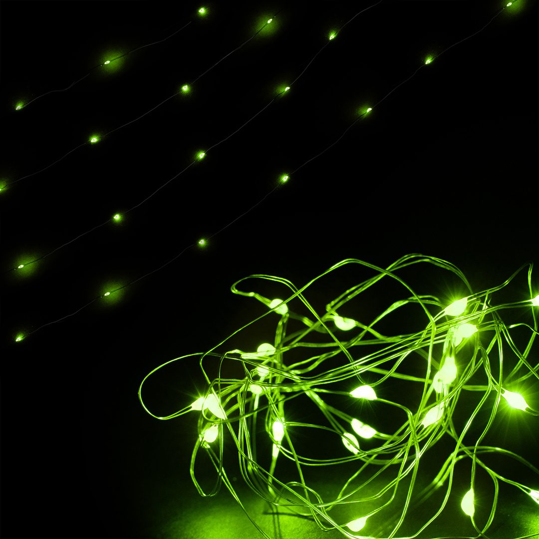 Светодиодная гирлянда, Роса 10 Led, IP10, 1 м. Зеленый, 1 шт.