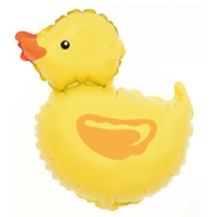 Шар с клапаном (17''/43 см) Мини-фигура, Уточка, 5 шт. в уп. (цв.этик.)