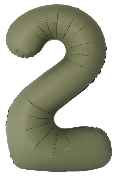 Шар (40''/102 см) Цифра, 2 Slim, Оливковый, Матовый, 1 шт.