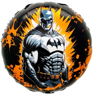 Шар (18''/46 см) Круг, Бэтмен, Дизайн №4, 1 шт. в уп. (цв.этик.)
