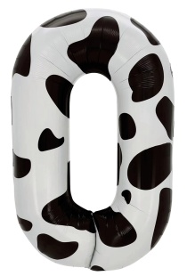 Шар (40''/102 см) Цифра, 0 Пятнышки, Черный/Белый, 1 шт. в уп.