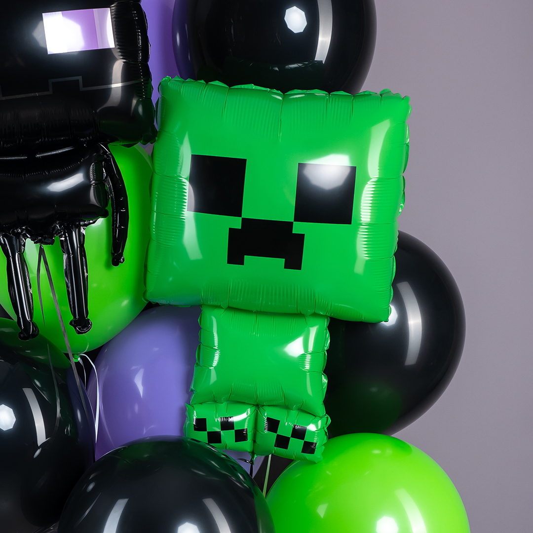 Шар (26''/66 см) Фигура, Пиксельный монстр, Зеленый, 1 шт.