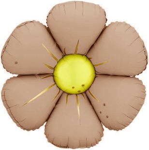 Шар (25''/64 см) Цветок, Ромашка (надув воздухом), Бежевый, Сатин, 1 шт.