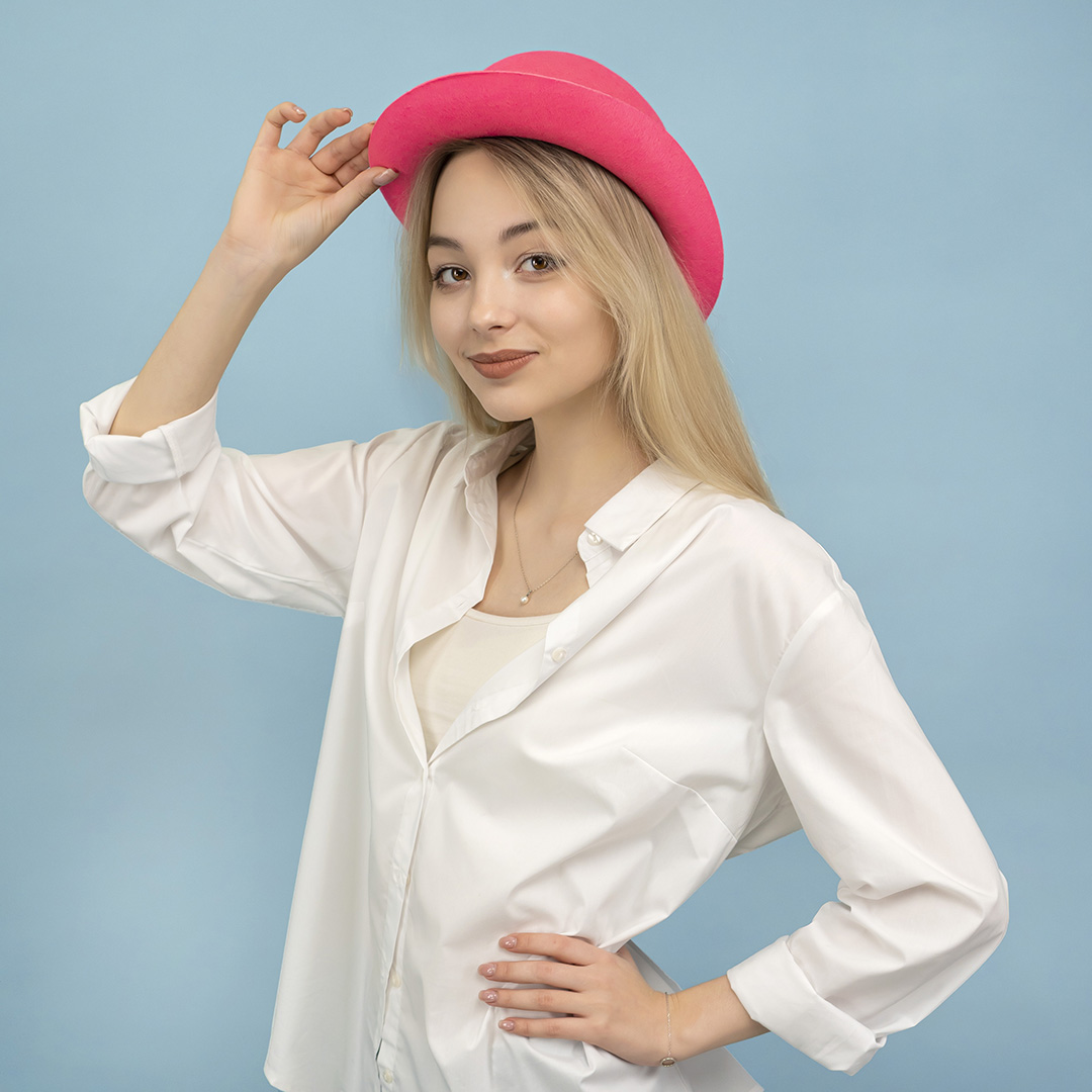 Шляпа Котелок, фетр, Ярко-розовый, 56-58 разм., 1 шт. 