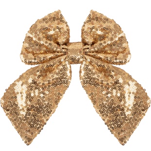 Декоративный бант Праздничные пайетки, Золото, с блестками, 14*18 см, 2 шт. в упак. 